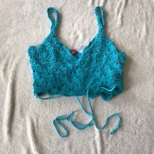 Blue crochet crop top